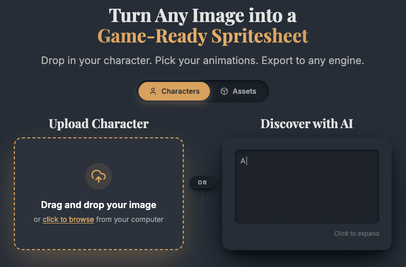 AutoSprite upload step for creating a GameMaker character sprite