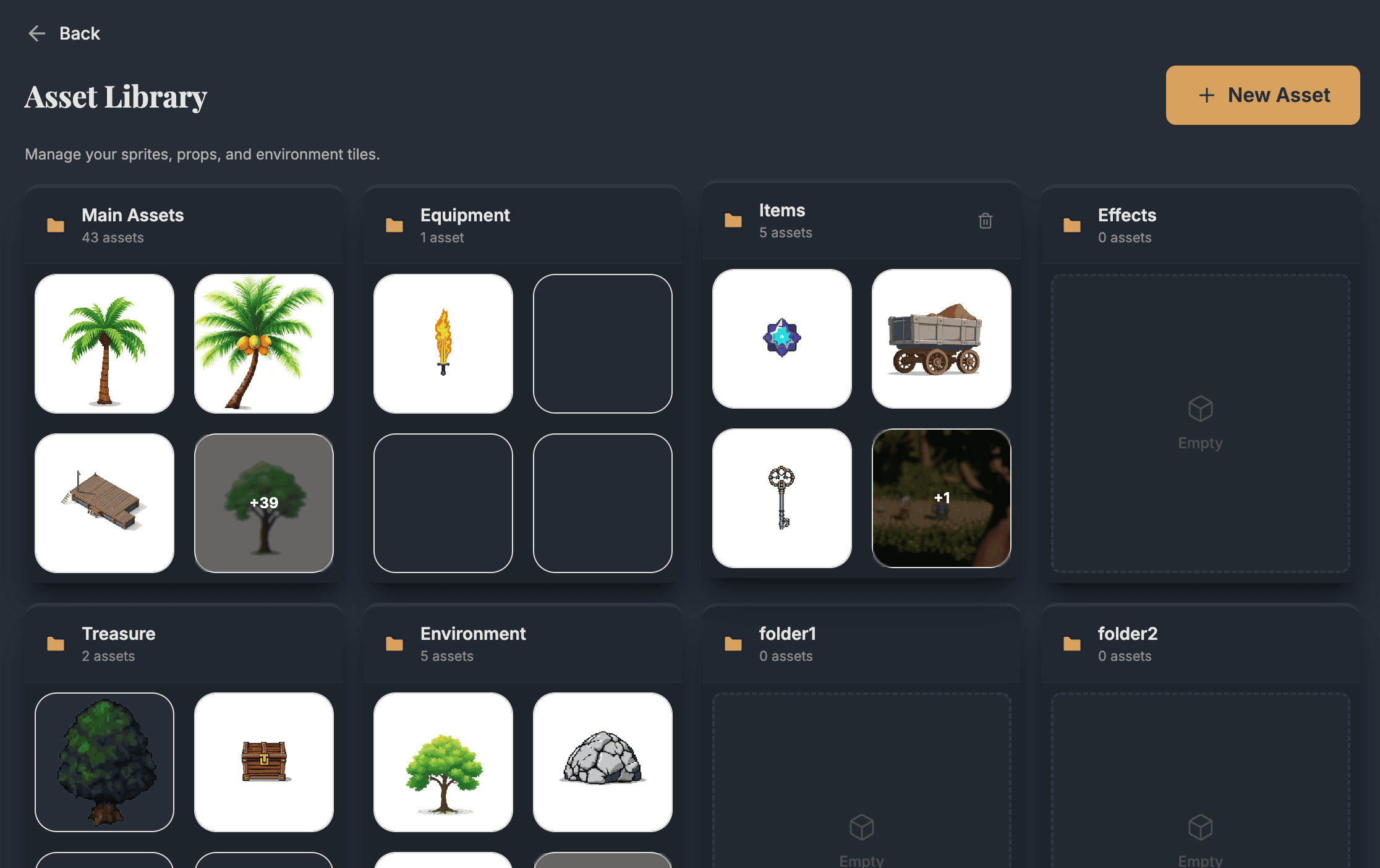 Asset Library interface