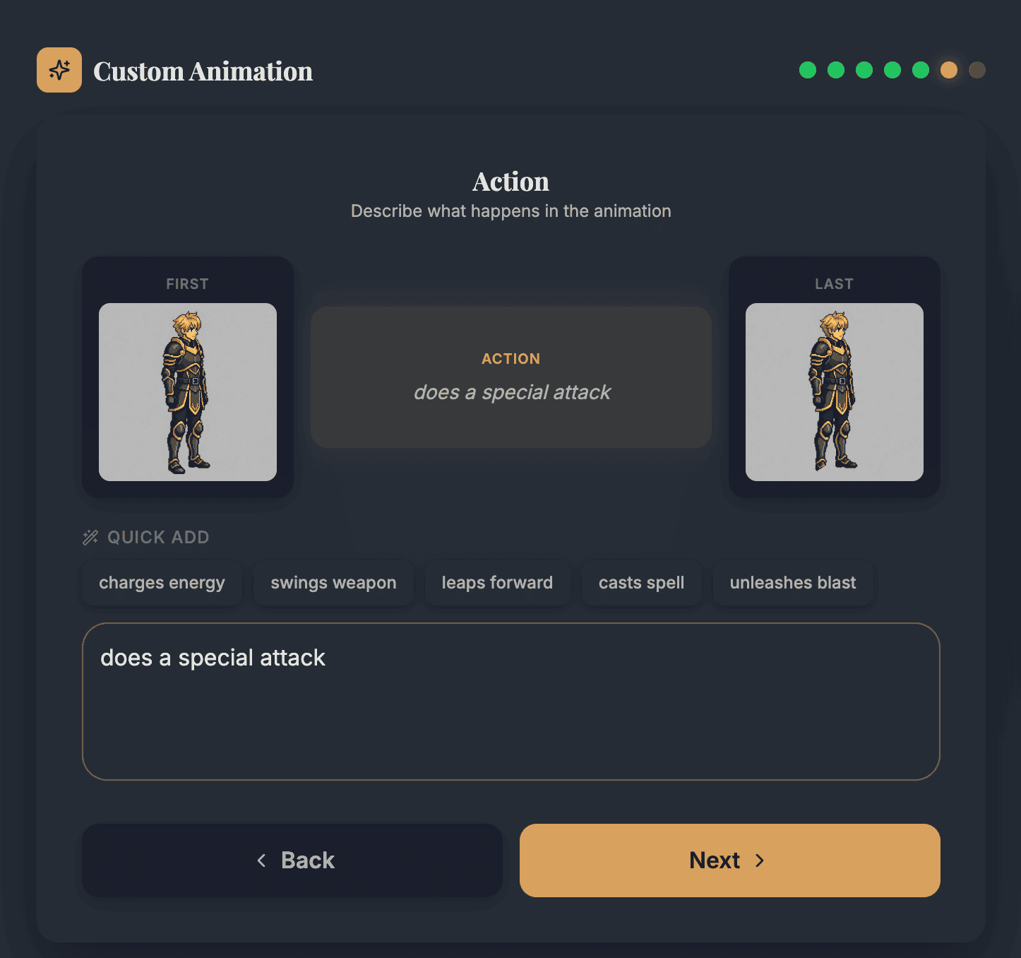 Action prompt screen