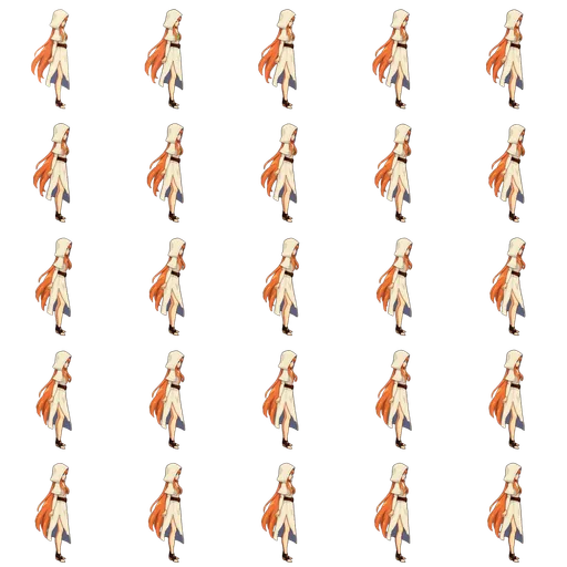 Idle sprite sheet with transparent background, uniform frames on a grid