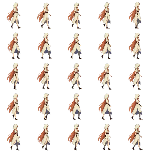 Walk cycle sprite sheet for a 2D game character