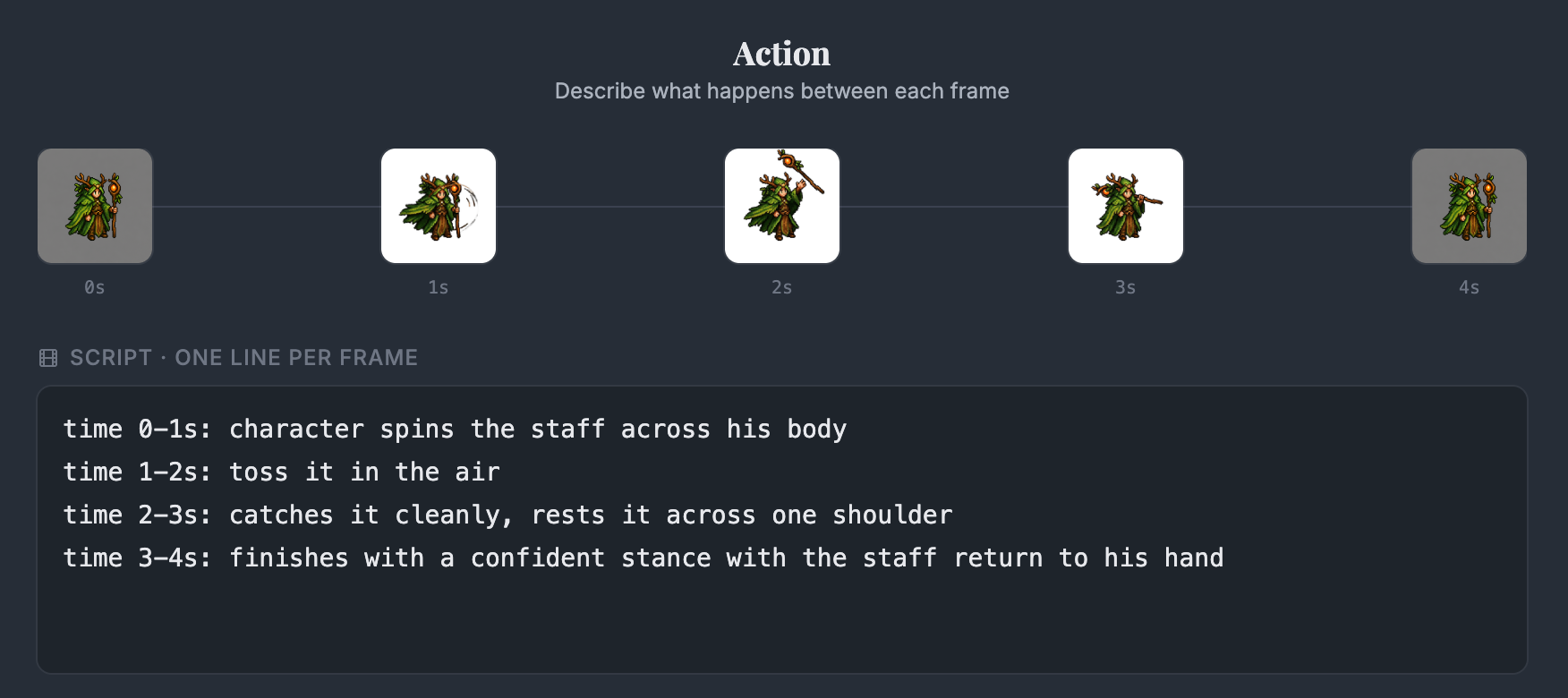 Staff flourish storyboard keyframes and script