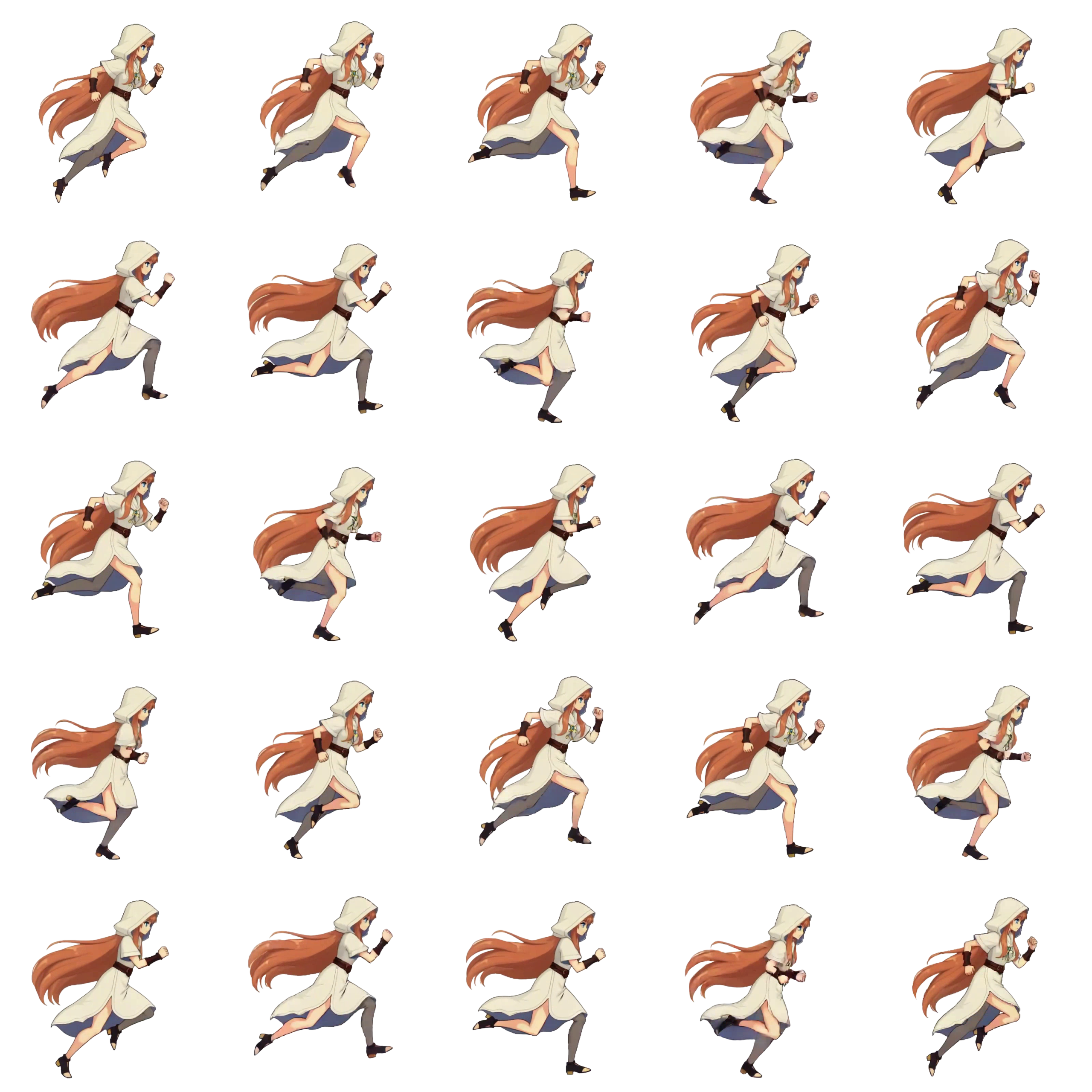 AI generated run cycle sprite sheet ready for Unity and Godot